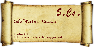 Sófalvi Csaba névjegykártya